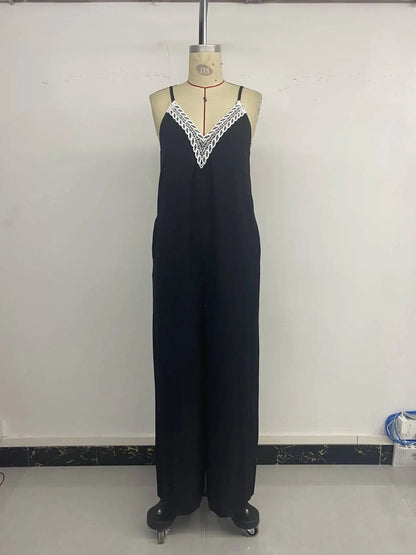 Season Sleeveless Jumpsuit Casual RuffleWide Leg Jumpsuit