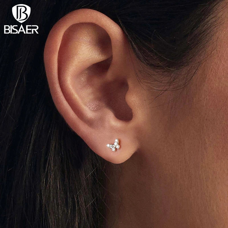 BISAER Butterfly Moissanite Stud Earrings 925 Sterling Silver D Color VVS1 EX Delicate Lab Diamond for Women Party Fine Jewelry
