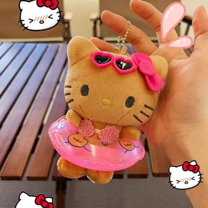 かわいい Sanrio Hello Kitty スイミングサークル ぬいぐるみ おもちゃ カートゥーン Kt キャット ハワイアンスタイル バックパック飾り 女の子向けギフト
