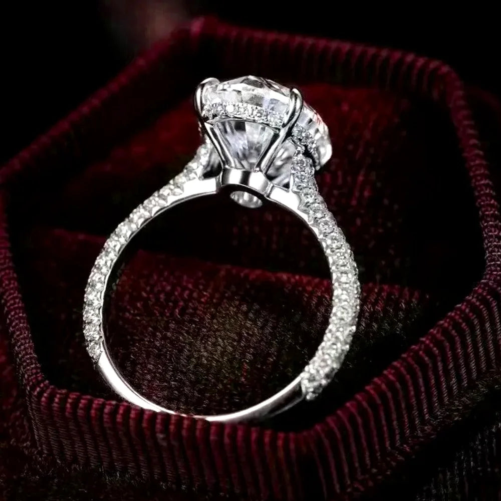 COSYA 8CT 10*14mm Oval Cut Full Moissanite Ring S925 Silver Sparkling D Lab Diamond Wedding Band For Women Luxury Fine Jewelry