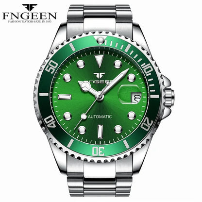 2025 FNGEEN 9001 Luxury Brand Men Watch Steel Tourbillon Skeleton Mechanical Watches Luminous Automatic Date Diamond Wristwatch