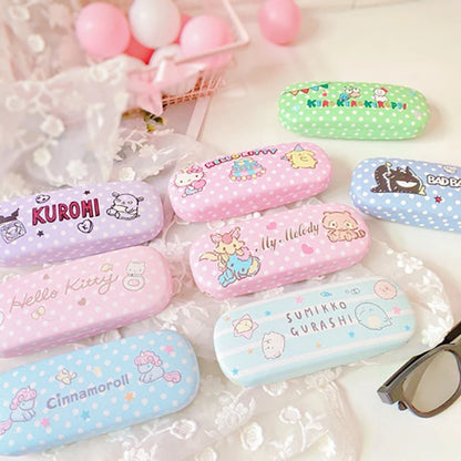 Cartoon Stitch Hello Kitty Glasses Case Children Students Anti Drop Glasses Storage Box Princess Series Pattern Protective Case