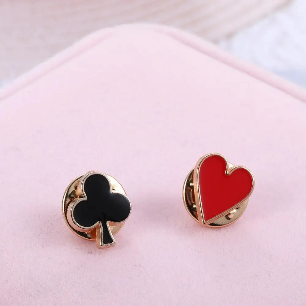 4pcs/set Popular Zinc Alloy Poker Broche Brooch Badges Small Poker Cufflinks Pins Brooches for Women Men Shirt Collar Accessory