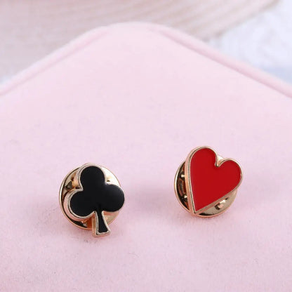 4pcs/set Popular Zinc Alloy Poker Broche Brooch Badges Small Poker Cufflinks Pins Brooches for Women Men Shirt Collar Accessory