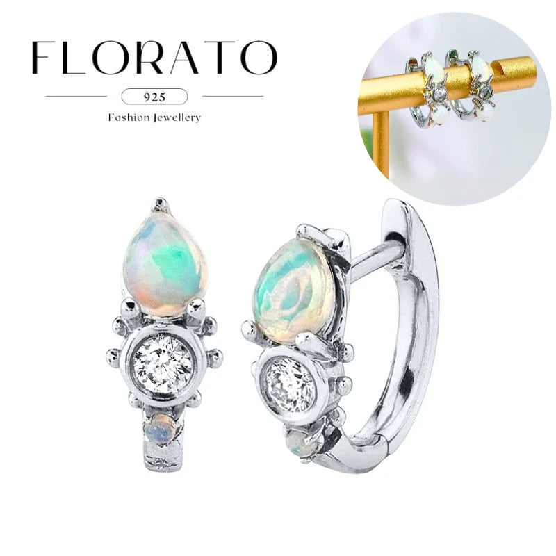 925 Sterling Silver Ear Needle White Crystal Hoop Earrings For Women vintage Piercing Pendientes Earrings Jewelry Accessories