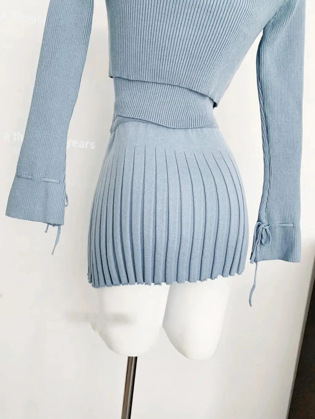 Woman Y2k Matching 3 Piece Set New Products Sweet Solid Knitted Cropped Patchwork Vest Slim Cardigan Mini Pleated Skirt Autumn