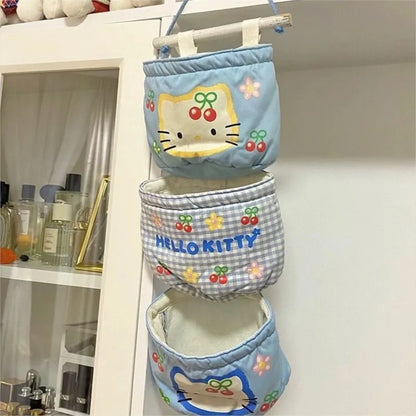 sanrio storage hanging bags pink hello kitty sundries storage bag the fabric hanging wall pouch kawaii Girls dormitory organiser