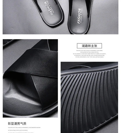 Sandals for Men Slippers Genuine Leather Luxury Brand Fashion  Men Flats Casual Non-slip Beach Sandalia Zapatos Hombre 2024