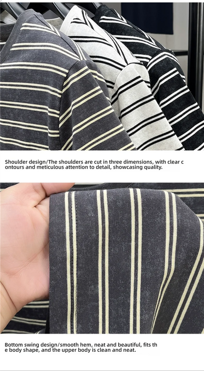 Top Grade Yarn Dyed New Summer Tops Striped Designer Tshirt Men 2025 Round Neck Brand Short Sleeve Casual Fashion Men Clothing