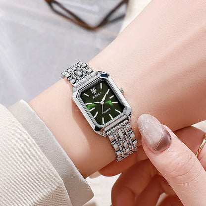 高級レディース腕時計 ファッション 長方形 レディース スチールバンド クォーツ腕時計 Reloj Mujer Relogio Feminino 女の子用時計 ギフト