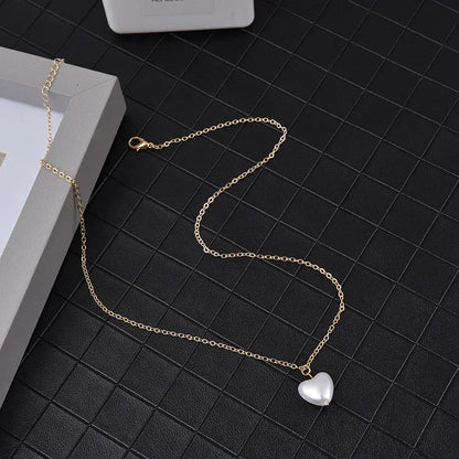 Pearl Dainty Adjustable Double Layer Chain Pendant Necklaces Gold Plated Pearl Tiny Chain Delicate Mother's Valentine Jewelry
