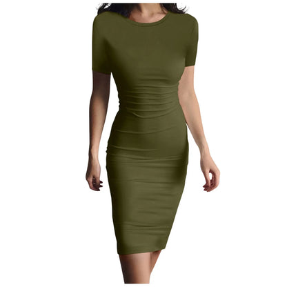Summer Dress High Stretch Tank Robe Solid Short Sleeve Casual Slim Long Pencil Dress Women Sexy Maxi Dress Elegant Thin Vestido