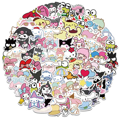 50/100PCS Sanrio Mix Stickers Hello Kitty Kulomi Waterproof Graffiti Phone Laptop Luggage Guitar Notebook Stickers Kids Toys