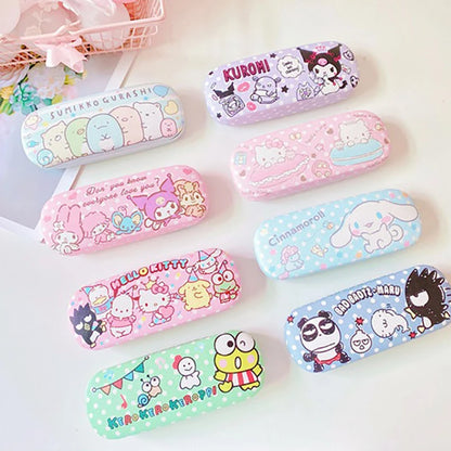 Cartoon Stitch Hello Kitty Glasses Case Children Students Anti Drop Glasses Storage Box Princess Series Pattern Protective Case