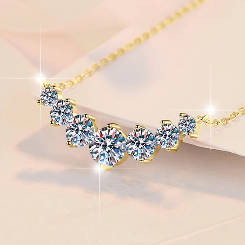 U-Smile モアサナイト ネックレス D VVS1 レディース用 Dカラー 輝くラボダイヤモンド ラグジュアリーネックレス 925スターリングシルバー 認定付き