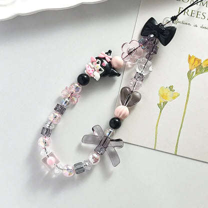 Sanrio Cute Melody Hello Kitty Kuromi Cinnamorol Acrylic Keychain Hand Chain Phone Strap Fashionable Jewelry Accessory