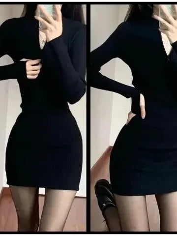 テンパラメント スパイシーガール ドレス プラスサイズ レディース バッグ ヒップ タイト セクシー 秋/春 長袖 2024 新作ドレス トレンディな服 8UT