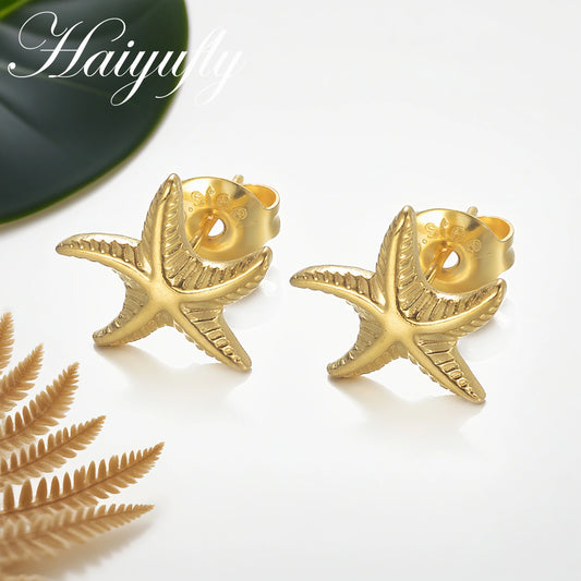 Haiyufly Fashion Simple Starfish Earrings for Women Stainless Steel Jewelry 2025 Trend Minimalist Stud Earrings Birthday Gift