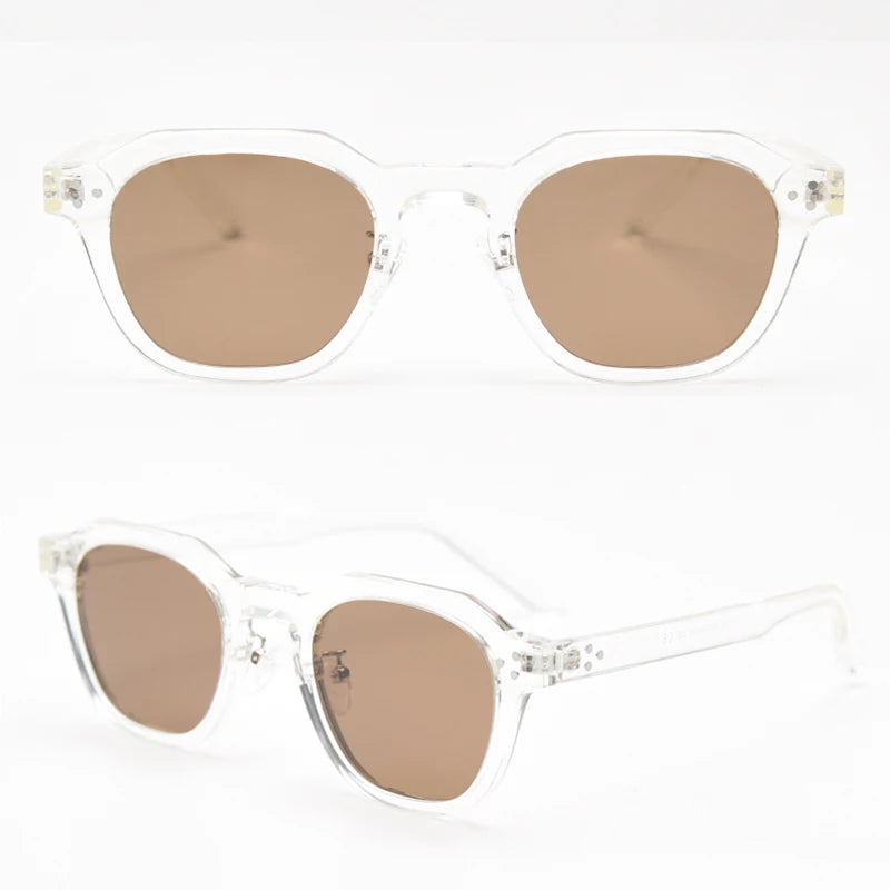 Peekaboo korean style retro sun glasses for women TR90 frame polygon polarized sunglasses uv400 male green brown 2023 summer