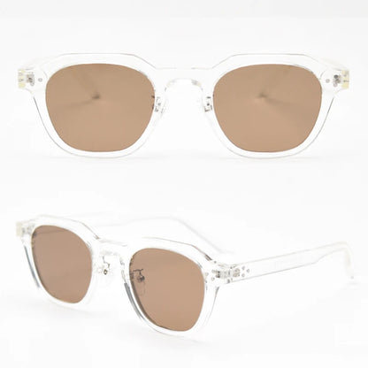 Peekaboo korean style retro sun glasses for women TR90 frame polygon polarized sunglasses uv400 male green brown 2023 summer