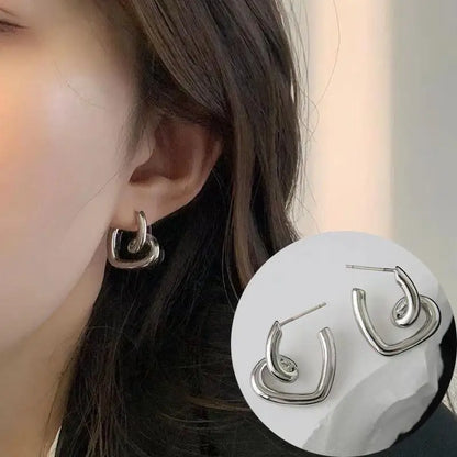 925 Silver Needle Korean Big Elegant Earrings For Woman Metal Jewelry 2025 Trending Vintage Geometric Women's Earrings Z40