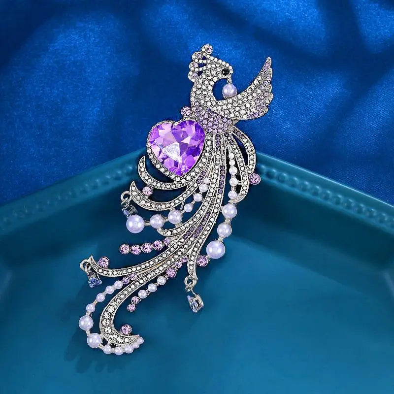 Elegant Classic Crystal Peacock Shining Brooch Pin For Women High-end Exquisite Banquet Party Animals Badges Jewelry Gift