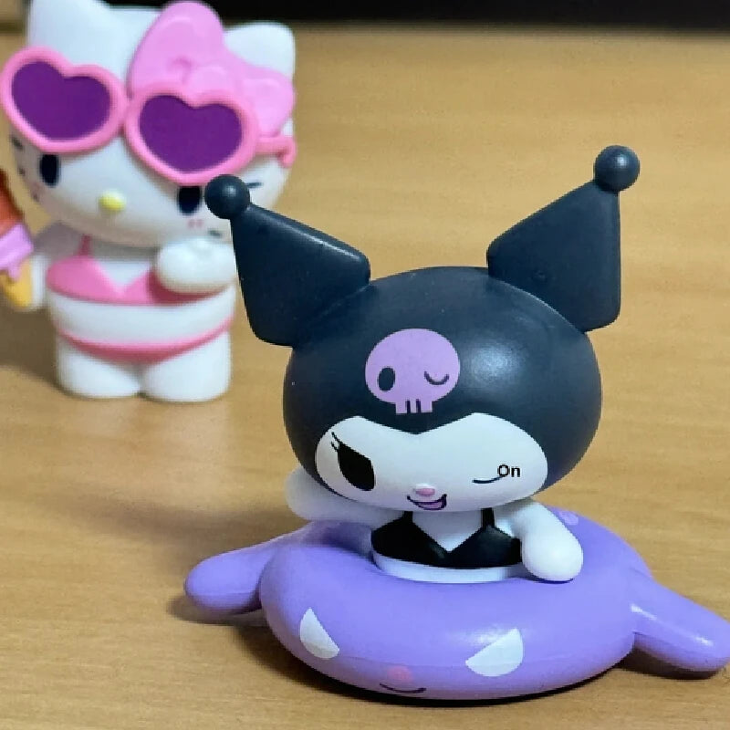 サンリオ アクションフィギュア モデル 夏の水着コレクション キティ ホワイト クロミ シナモン ガシャポン 公式 本物 コレクタブル