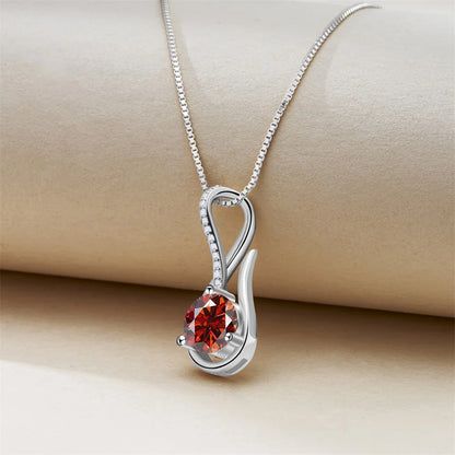 2 Carat 8mm Moissanite Necklace for Women GRA Certified 925 Sterling Silver Solitaire Pendant Chain Diamond Tester Included
