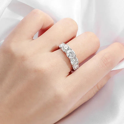 Smyoue 18kメッキ 3.6CT オールモアサナイトリング レディース用 5石 キラキラダイヤモンド ウェディングバンド 100% S925スターリングシルバージュエリー