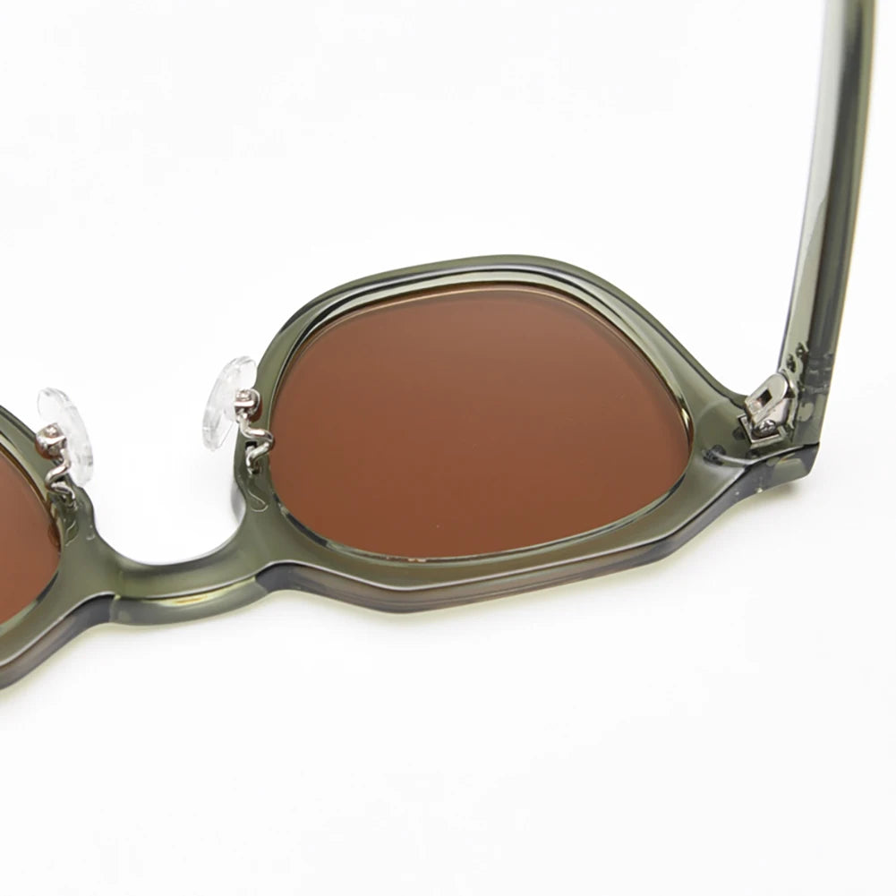 Peekaboo korean style retro sun glasses for women TR90 frame polygon polarized sunglasses uv400 male green brown 2023 summer