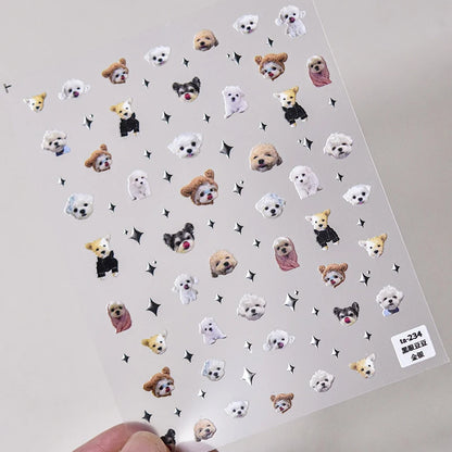 愛らしい犬猫動物ウサギ3Dソフトエンボスレリーフ自己接着ネイルアートステッカーかわいいかわいい子犬子猫スターマニキュアデカール