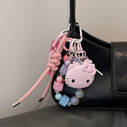Sanrios Hellokittys Keychain Kawaii Cute Action Figure Rabbit Plush Key Chain Doll Pendant Bag Charm Accessories Keyring Ins