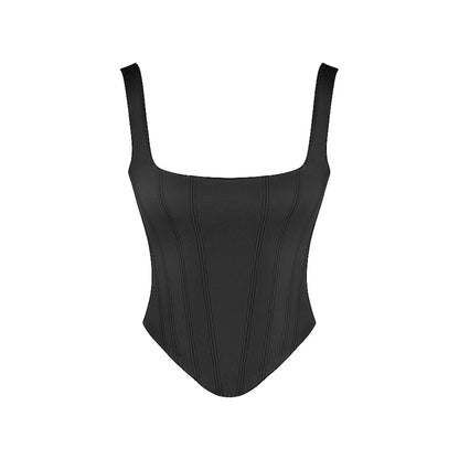 コルセット バンデージトップ レディース ブラック キャミソール ショート丈 クロップド タンクトップ 2023 夏 セクシー エレガント ナイトクラブ イブニングパーティー 女性服