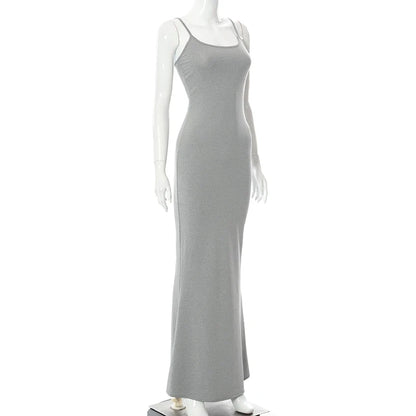 Elegant Bodycon Maxi Dress Women Summer 2024 Sleeveless Backless Sexy Outfits Party Club Sundress Black Birthday Dresses Clothes