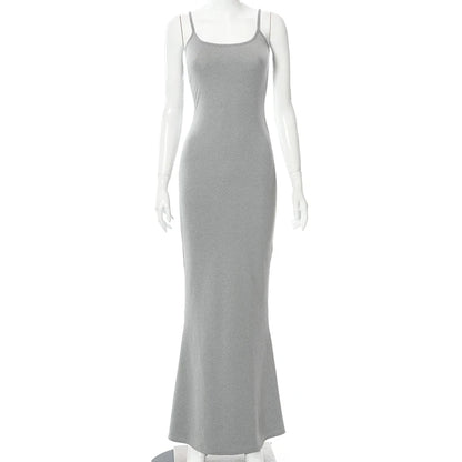 Elegant Bodycon Maxi Dress Women Summer 2024 Sleeveless Backless Sexy Outfits Party Club Sundress Black Birthday Dresses Clothes
