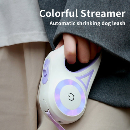 犬用リード 伸縮リード＆犬用首輪 スポットライト付き 自動 ペット用 犬・猫用 トラクションロープ 小型・中型犬向け ペット用品