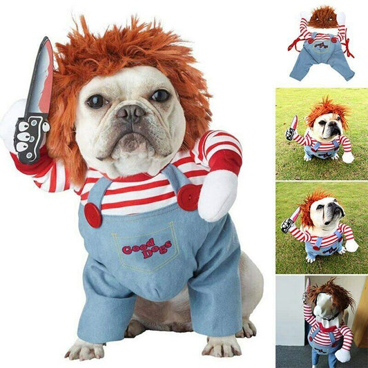 ハロウィン ペットコスチューム ペット犬用おもしろ服 調節可能な犬用コスプレ衣装 怖いコスチューム パーティー集まり用