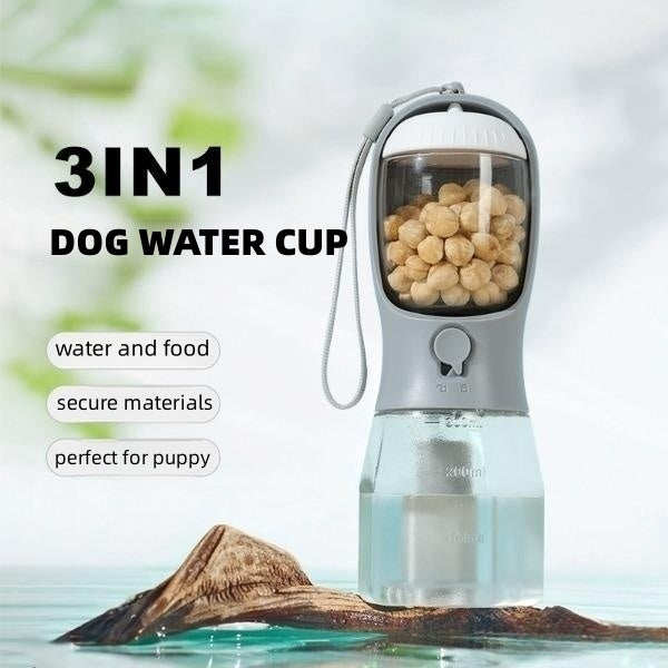 犬用ウォーターカップ 飲み物 フード ゴミ袋 3-in-1 携帯用 小型 多機能 ペットカップ ペット用品