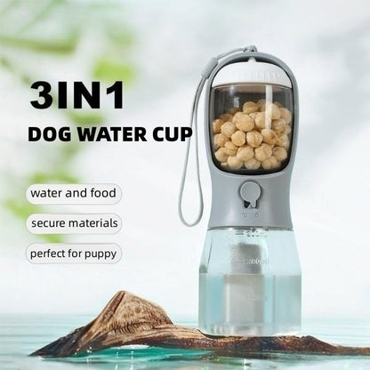 犬用ウォーターカップ 飲み物 フード ゴミ袋 3-in-1 携帯用 小型 多機能 ペットカップ ペット用品