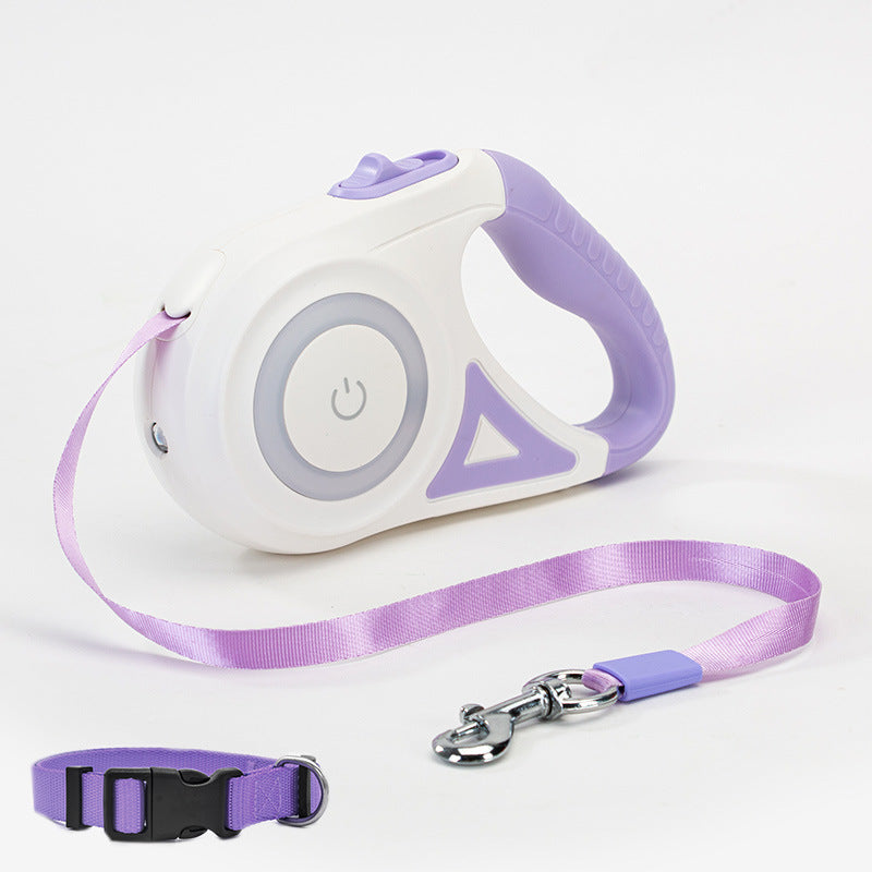犬用リード 伸縮リード＆犬用首輪 スポットライト付き 自動 ペット用 犬・猫用 トラクションロープ 小型・中型犬向け ペット用品