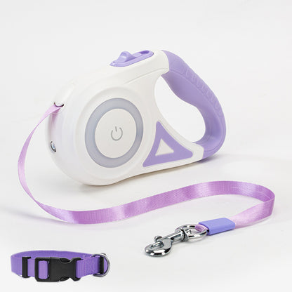 犬用リード 伸縮リード＆犬用首輪 スポットライト付き 自動 ペット用 犬・猫用 トラクションロープ 小型・中型犬向け ペット用品